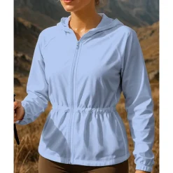 Women's Outdoor Jacket Hiking Jacket Raincoat Outdoor Sun Protection Windproof Breathable Quick Dry Hiking Outfits Hiking Clothes Spring Autumn / Fall Jacket Tennis Golf Running Solid Color White Sky