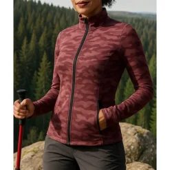 Women's Outdoor Jacket Hiking Jacket Outdoor Quick Dry Lightweight Elastic Breathable Hiking Outfits Hiking Clothes Spring Autumn / Fall Jacket Tennis Golf Running Camo Rose Red