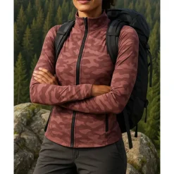 Women's Outdoor Jacket Hiking Jacket Outdoor Quick Dry Lightweight Elastic Breathable Hiking Outfits Hiking Clothes Spring Autumn / Fall Jacket Tennis Golf Running Camo Rose Red