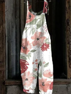 Women's Overall Solid Color Active Going out Weekend Straight Loose Fit Strap White Pink Red S M L Fall