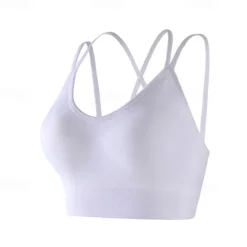 Women's Padded Tank Top Strap Comfortable Breathable Wireless Sports Solid Color Bra Top For Gym Workout Running Fitness Slim Activewear