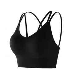 Women's Padded Tank Top Strap Comfortable Breathable Wireless Sports Solid Color Bra Top For Gym Workout Running Fitness Slim Activewear