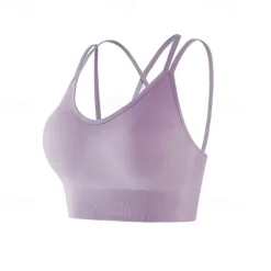 Women's Padded Tank Top Strap Comfortable Breathable Wireless Sports Solid Color Bra Top For Gym Workout Running Fitness Slim Activewear