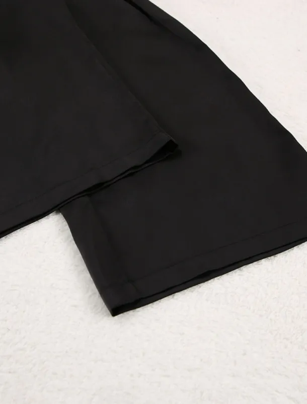 Women's Pajama Set Casual Comfort Pure Color Button Up Elastic Waist Shirt Pant Home Daily Long Sleeve Shirt Collar Black Green Summer Spring Fall Regular Fit