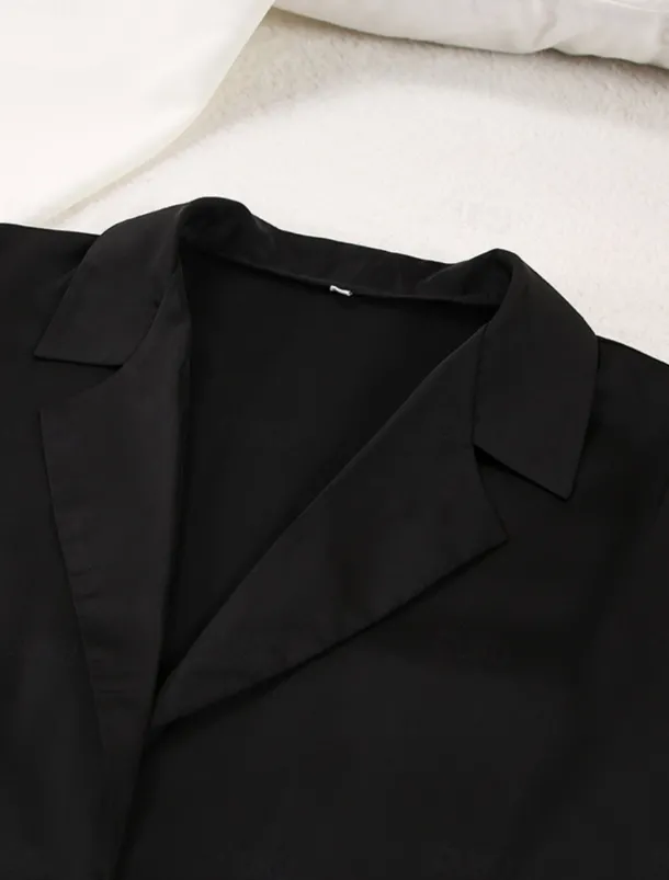 Women's Pajama Set Casual Comfort Pure Color Button Up Elastic Waist Shirt Pant Home Daily Long Sleeve Shirt Collar Black Green Summer Spring Fall Regular Fit