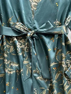 Women's Pajamas Luxury Home Green cherry Summer Spring