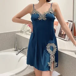 Women's Pajamas Nightgown Dress Pjs 2 Pieces Pure Color Fashion Casual Comfort Home Daily Bed Satin Silk V Wire Long Sleeve Elastic Waist Chest pads Summer Spring Home Outfits