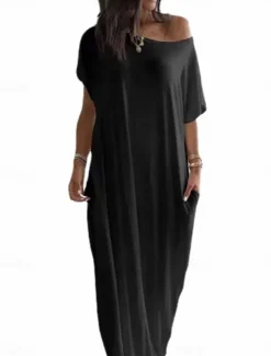 Women's Pajamas Nightgown Dress Pure Color Simple Casual Soft Home Daily Bed Polyester Breathable Short Sleeve Pocket Summer Spring