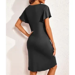 Women's Pajamas Nightgown Pure Color Fashion Casual Comfort Home Daily Bed Modal Comfort Breathable V Wire Short Sleeve Button Summer Spring Home Outfits