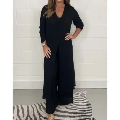 Women's Pajamas Pajama Top and Pant Sets 2 Pieces Pure Color Fashion Casual Soft Home Daily Bed Breathable V Wire Long Sleeve T shirt Tee Pant Summer Spring