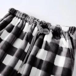Women's Pajamas Pants Nighty Pjs 1 PCS Grid / Plaid Fashion Simple Comfort Party Home Bed Flannel Warm Breathable Long Pant Elastic Waist Print Pocket Fall Winter Home Outfits