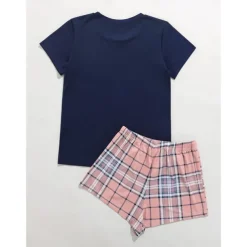 Women's Pajamas Sets Heart Grid / Plaid Fashion Comfort Home Daily Bed Breathable Crew Neck Short Sleeve T shirt Tee Shorts Elastic Waist Summer Spring Home Outfits
