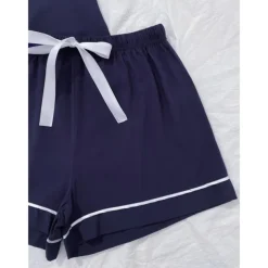 Women's Pajamas Sets Pure Color Fashion Comfort Home Daily Bed Rayon Breathable Lapel Short Sleeve Shirt Shorts Button Pocket Summer Spring Home Outfits