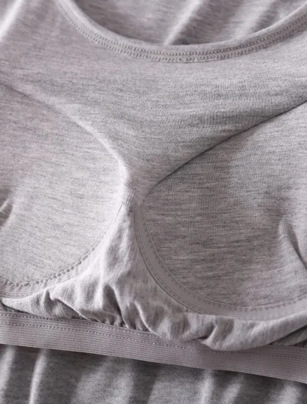 Women's Pajamas Sets Pure Color Simple Comfort Home Daily Bed Modal Breathable Crew Neck Short Sleeve T shirt Tee Pant Chest pads Summer Home Outfits