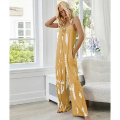 Women's Pajamas Tie Dye Simple Comfort Soft Home Bed Spandex Comfort Crew Neck Long Pant Pocket Summer Spring Home Outfits