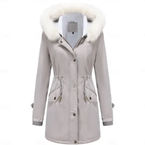 Women's Parka Jacket Hiking Windbreaker Hiking Fleece Jacket Winter Outdoor Thermal Warm Fleece Lining Windproof Winter Jacket Full Length Visible Zipper Fishing Camping / Hiking / Caving Traveling