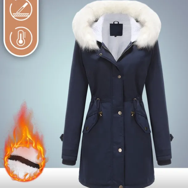 Women's Parka Jacket Hiking Windbreaker Hiking Fleece Jacket Winter Outdoor Thermal Warm Fleece Lining Windproof Winter Jacket Full Length Visible Zipper Fishing Camping / Hiking / Caving Traveling