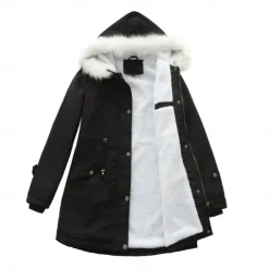 Women's Parka Jacket Hiking Windbreaker Hiking Fleece Jacket Winter Outdoor Thermal Warm Fleece Lining Windproof Winter Jacket Full Length Visible Zipper Fishing Camping / Hiking / Caving Traveling