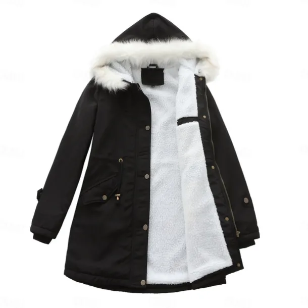 Women's Parka Jacket Hiking Windbreaker Hiking Fleece Jacket Winter Outdoor Thermal Warm Fleece Lining Windproof Winter Jacket Full Length Visible Zipper Fishing Camping / Hiking / Caving Traveling