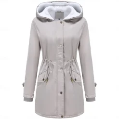 Women's Parka Jacket Hiking Windbreaker Hiking Fleece Jacket Winter Outdoor Thermal Warm Fleece Lining Windproof Winter Jacket Full Length Visible Zipper Fishing Camping / Hiking / Caving Traveling