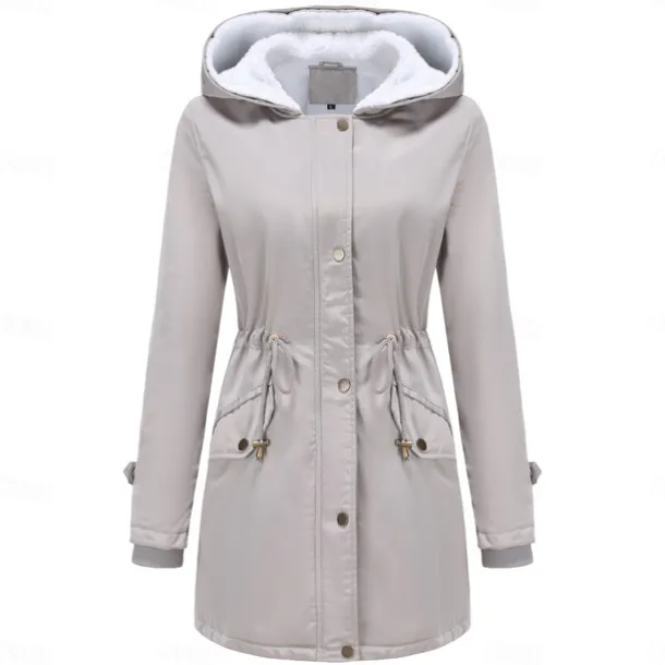 Women's Parka Jacket Hiking Windbreaker Hiking Fleece Jacket Winter Outdoor Thermal Warm Fleece Lining Windproof Winter Jacket Full Length Visible Zipper Fishing Camping / Hiking / Caving Traveling