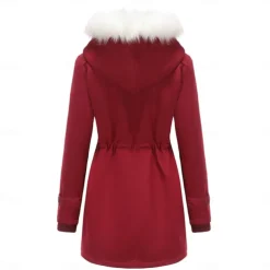 Women's Parka Jacket Hiking Windbreaker Hiking Fleece Jacket Winter Outdoor Thermal Warm Fleece Lining Windproof Winter Jacket Full Length Visible Zipper Fishing Camping / Hiking / Caving Traveling