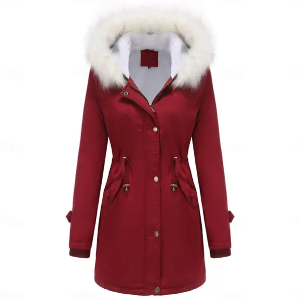 Women's Parka Jacket Hiking Windbreaker Hiking Fleece Jacket Winter Outdoor Thermal Warm Fleece Lining Windproof Winter Jacket Full Length Visible Zipper Fishing Camping / Hiking / Caving Traveling