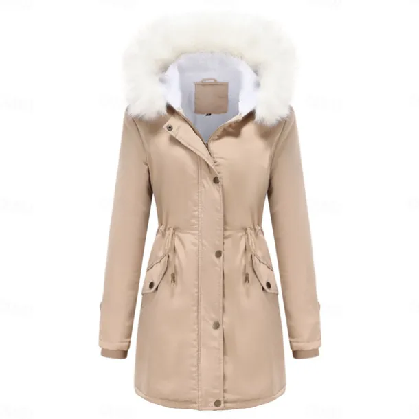 Women's Parka Jacket Hiking Windbreaker Hiking Fleece Jacket Winter Outdoor Thermal Warm Fleece Lining Windproof Winter Jacket Full Length Visible Zipper Fishing Camping / Hiking / Caving Traveling