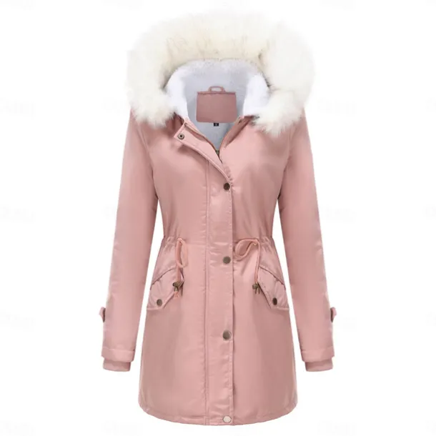 Women's Parka Jacket Hiking Windbreaker Hiking Fleece Jacket Winter Outdoor Thermal Warm Fleece Lining Windproof Winter Jacket Full Length Visible Zipper Fishing Camping / Hiking / Caving Traveling