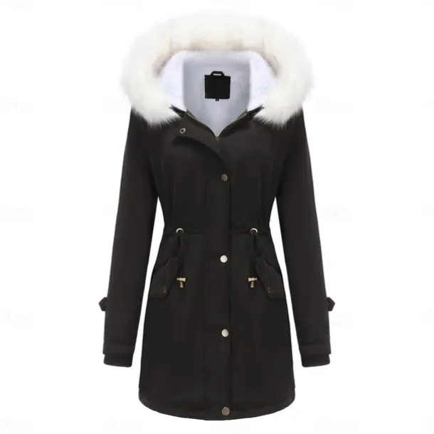 Women's Parka Jacket Hiking Windbreaker Hiking Fleece Jacket Winter Outdoor Thermal Warm Fleece Lining Windproof Winter Jacket Full Length Visible Zipper Fishing Camping / Hiking / Caving Traveling