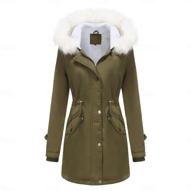 Women's Parka Jacket Hiking Windbreaker Hiking Fleece Jacket Winter Outdoor Thermal Warm Fleece Lining Windproof Winter Jacket Full Length Visible Zipper Fishing Camping / Hiking / Caving Traveling