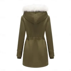 Women's Parka Jacket Hiking Windbreaker Hiking Fleece Jacket Winter Outdoor Thermal Warm Fleece Lining Windproof Winter Jacket Full Length Visible Zipper Fishing Camping / Hiking / Caving Traveling