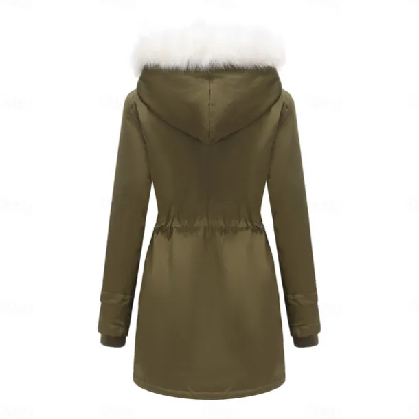 Women's Parka Jacket Hiking Windbreaker Hiking Fleece Jacket Winter Outdoor Thermal Warm Fleece Lining Windproof Winter Jacket Full Length Visible Zipper Fishing Camping / Hiking / Caving Traveling