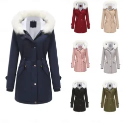 Women's Parka Jacket Hiking Windbreaker Hiking Fleece Jacket Winter Outdoor Thermal Warm Fleece Lining Windproof Winter Jacket Full Length Visible Zipper Fishing Camping / Hiking / Caving Traveling