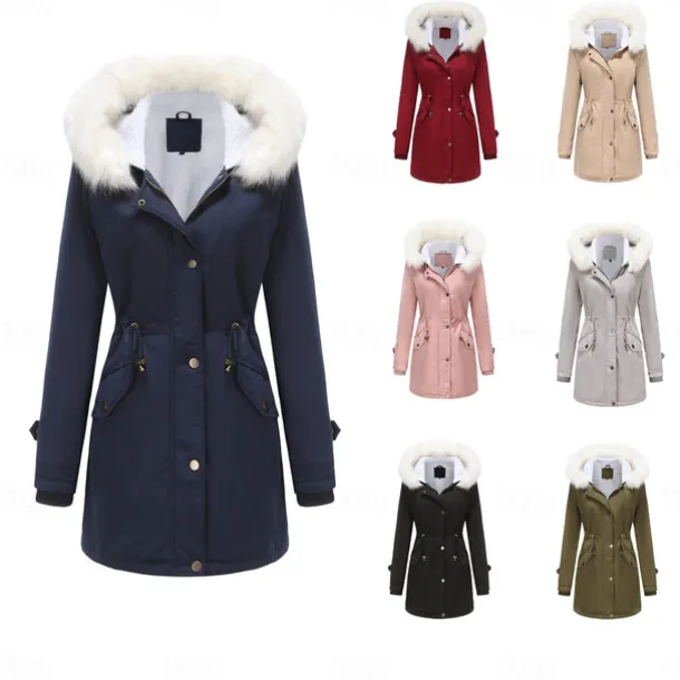 Women's Parka Jacket Hiking Windbreaker Hiking Fleece Jacket Winter Outdoor Thermal Warm Fleece Lining Windproof Winter Jacket Full Length Visible Zipper Fishing Camping / Hiking / Caving Traveling