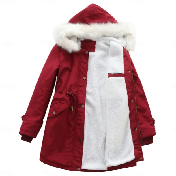 Women's Parka Jacket Hiking Windbreaker Hiking Fleece Jacket Winter Outdoor Thermal Warm Fleece Lining Windproof Winter Jacket Full Length Visible Zipper Fishing Camping / Hiking / Caving Traveling