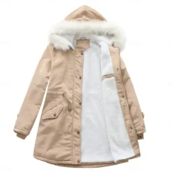 Women's Parka Jacket Hiking Windbreaker Hiking Fleece Jacket Winter Outdoor Thermal Warm Fleece Lining Windproof Winter Jacket Full Length Visible Zipper Fishing Camping / Hiking / Caving Traveling