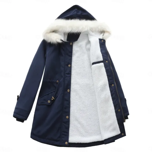 Women's Parka Jacket Hiking Windbreaker Hiking Fleece Jacket Winter Outdoor Thermal Warm Fleece Lining Windproof Winter Jacket Full Length Visible Zipper Fishing Camping / Hiking / Caving Traveling