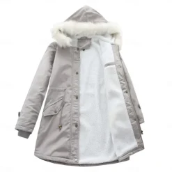 Women's Parka Jacket Hiking Windbreaker Hiking Fleece Jacket Winter Outdoor Thermal Warm Fleece Lining Windproof Winter Jacket Full Length Visible Zipper Fishing Camping / Hiking / Caving Traveling