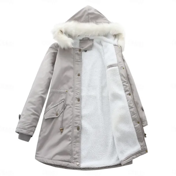 Women's Parka Jacket Hiking Windbreaker Hiking Fleece Jacket Winter Outdoor Thermal Warm Fleece Lining Windproof Winter Jacket Full Length Visible Zipper Fishing Camping / Hiking / Caving Traveling