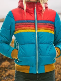 Women's Parka Outdoor Street Daily Fall Winter Regular Coat Regular Fit Windproof Warm Comtemporary Stylish Casual Jacket Long Sleeve Color Block Stripes with Pockets Full Zip Lake blue Black Dark