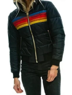 Women's Parka Outdoor Street Daily Fall Winter Regular Coat Regular Fit Windproof Warm Comtemporary Stylish Casual Jacket Long Sleeve Color Block Stripes with Pockets Full Zip Lake blue Black Dark