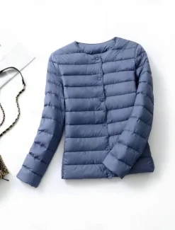 Women's Parka Warm Breathable Buttons Pocket Fashion Modern Casual Minimalism Solid Color Outdoor Street Daily Going out Single Breasted Regular Crewneck Regular Fit Long Sleeve Outerwear Wine Red