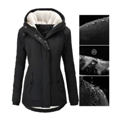 Women's Parka Waterproof Puffer Jacket Thermal Warm Heated Coat Fleece Lined Winter Coat Windproof Outdoor Zip up Hooded Coat Sports Hiking Jacket Purple Pink