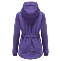 Women's Parka Waterproof Puffer Jacket Thermal Warm Heated Coat Fleece Lined Winter Coat Windproof Outdoor Zip up Hooded Coat Sports Hiking Jacket Purple Pink