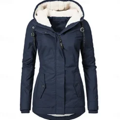 Women's Parka Waterproof Puffer Jacket Thermal Warm Heated Coat Fleece Lined Winter Coat Windproof Outdoor Zip up Hooded Coat Sports Hiking Jacket Purple Pink