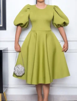 Women's Party Dress Homecoming Dress Cocktail Dress Ruched Crew Neck Short Sleeve Midi Dress Wedding Guest Birthday Black White Summer Spring