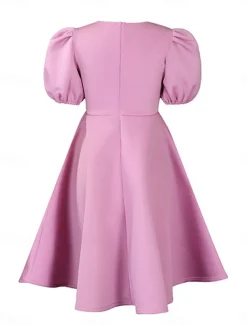 Women's Party Dress Homecoming Dress Cocktail Dress Ruched Crew Neck Short Sleeve Midi Dress Wedding Guest Birthday Black White Summer Spring