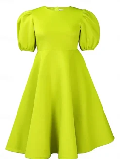 Women's Party Dress Homecoming Dress Cocktail Dress Ruched Crew Neck Short Sleeve Midi Dress Wedding Guest Birthday Black White Summer Spring