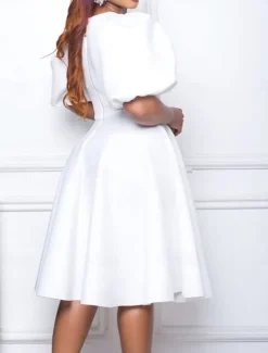 Women's Party Dress Homecoming Dress Cocktail Dress Ruched Crew Neck Short Sleeve Midi Dress Wedding Guest Birthday Black White Summer Spring